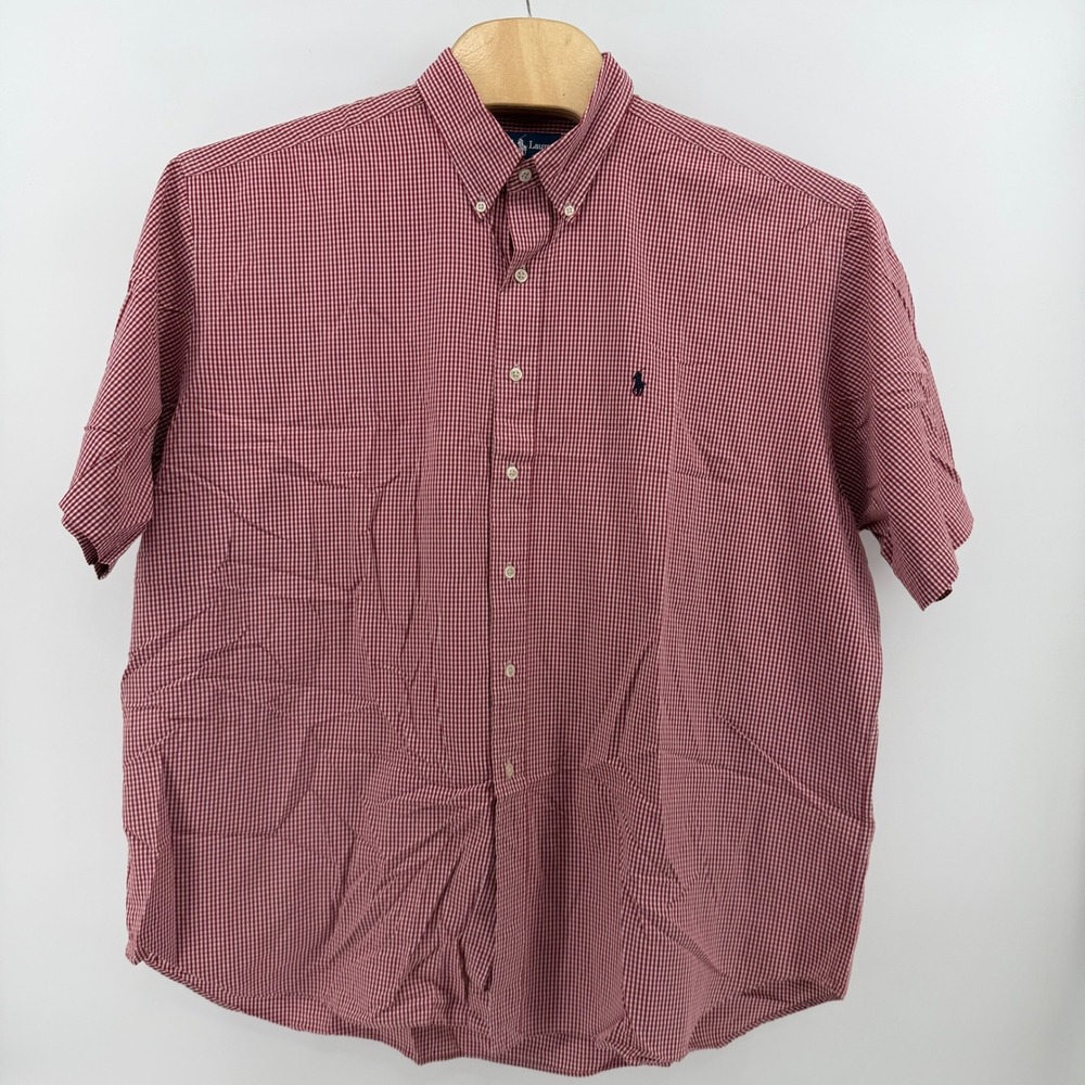 Ralph Lauren Blake Shirt Mens XXL Red White Gingham Cotton S/S Button Up - Picture 2 of 9